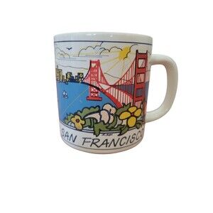 Vintage San Francisco Mug 1986 R&S Golden Gate Bridge Colorful California